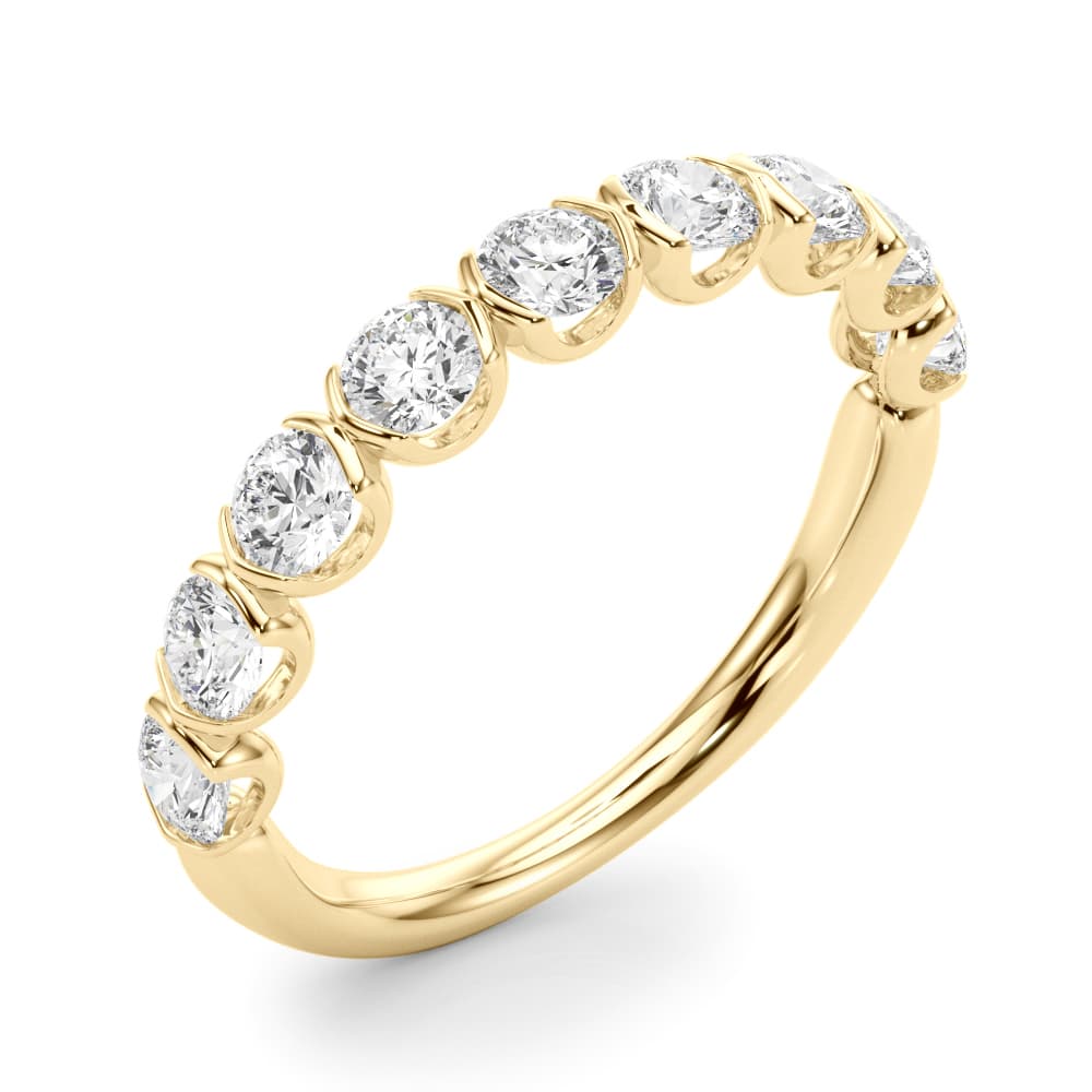 Bar Set Wedding Band (0.9 ct. tw.), Angle view in yellow gold