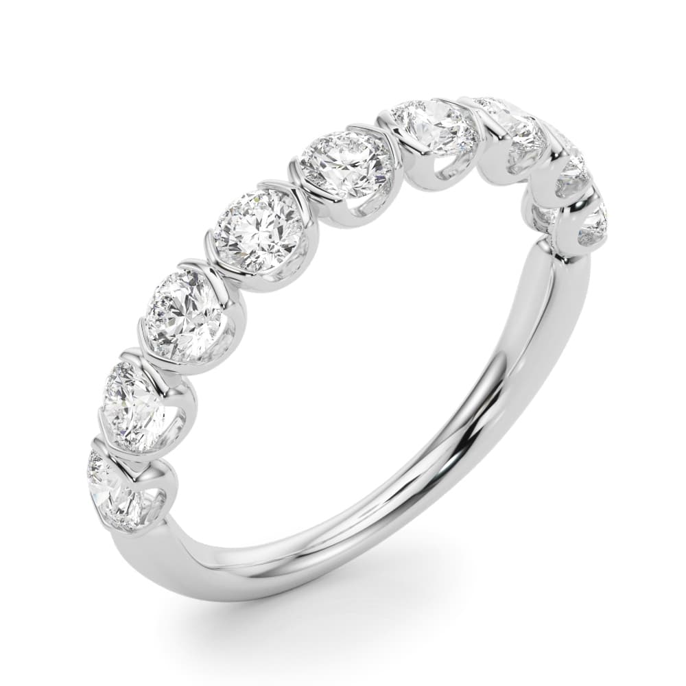 Bar Set Wedding Band (0.9 ct. tw.), Angle view in white gold or platinum