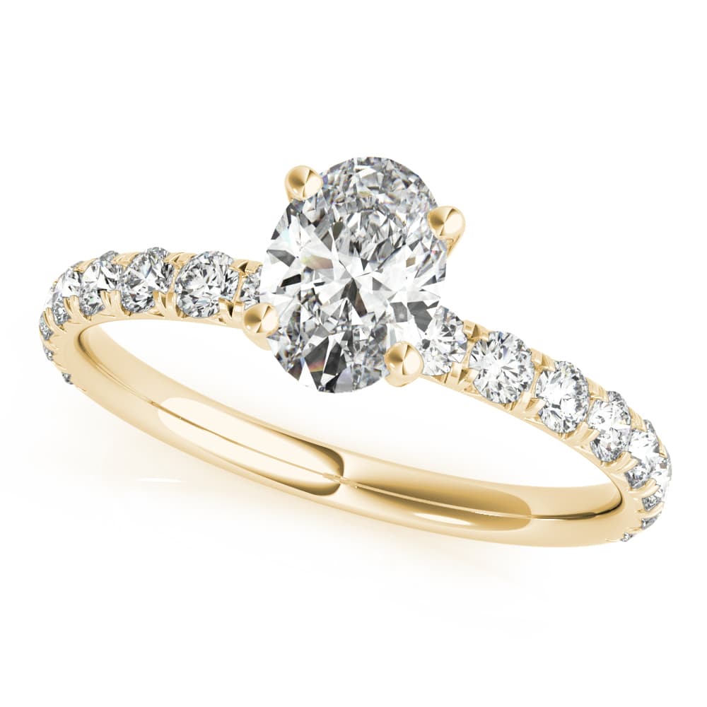 Oval Single Row Engagement Ring, style 51151, Front view in yellow gold