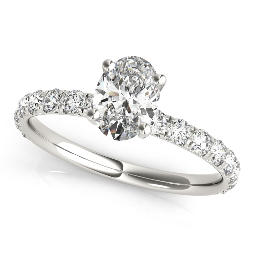 Oval Single Row Engagement Ring — style 51151 in 10k White Gold