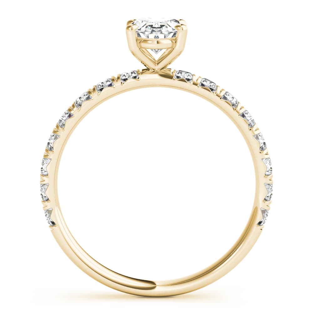Oval Single Row Engagement Ring, style 51151, Side view in yellow gold