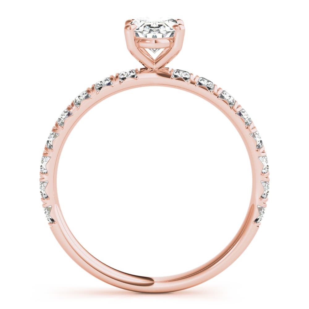Oval Single Row Engagement Ring, style 51151, Side view in rose gold