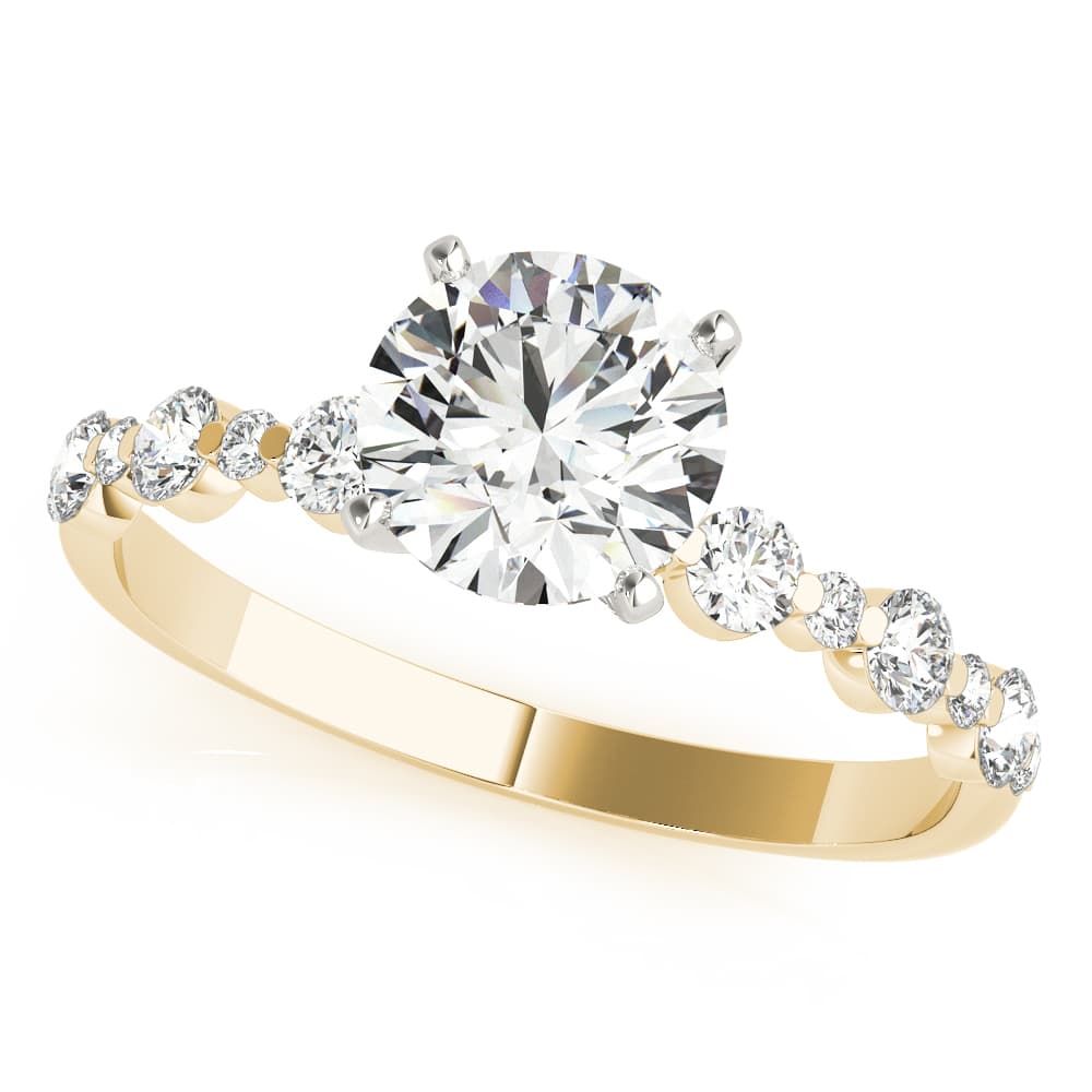 Single Shared-Prong Alternating Round-Sized Engagement Ring in Yellow gold
