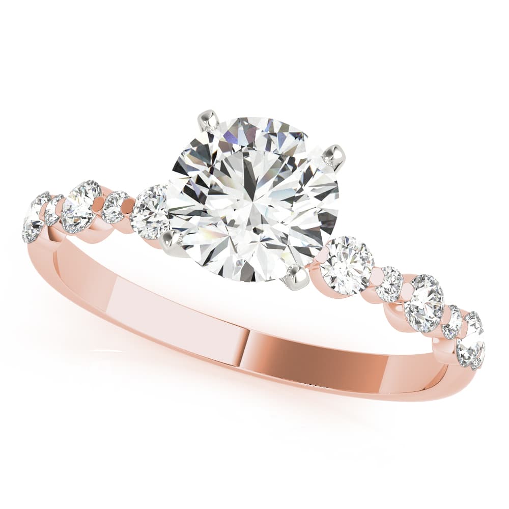 Single Shared-Prong Alternating Round-Sized Engagement Ring in Rose gold
