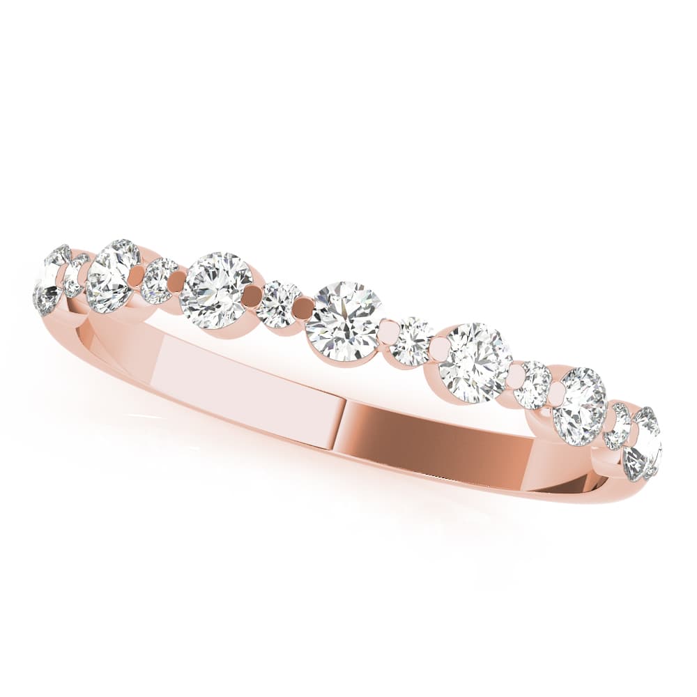 Single Shared Prong Wedding Band, Alternating Size (0.42 ct. tw.), Front view in rose gold