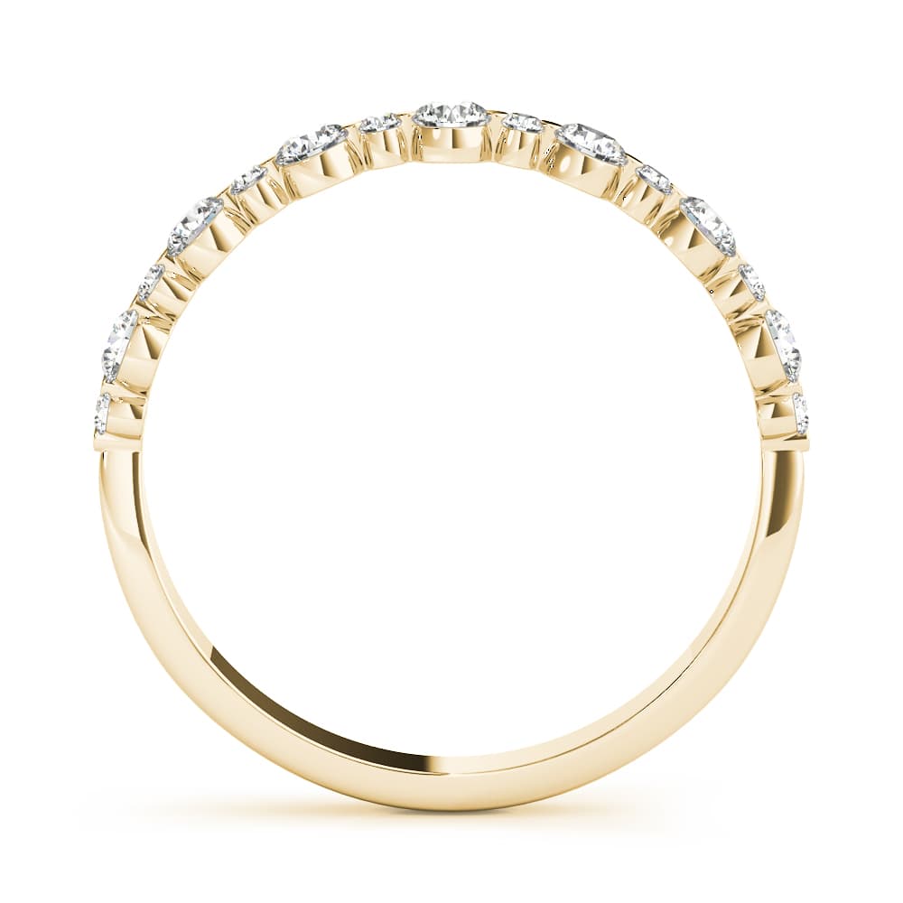 Single Shared Prong Wedding Band, Alternating Size (0.42 ct. tw.), Side view in yellow gold