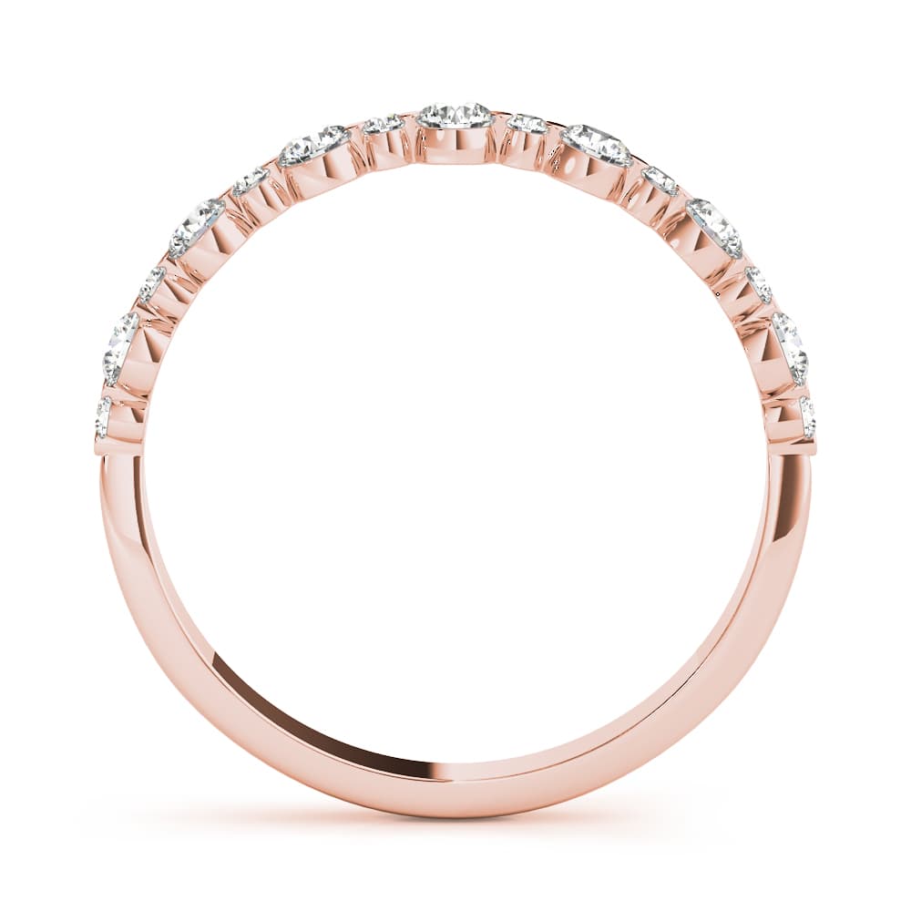 Single Shared Prong Wedding Band, Alternating Size (0.42 ct. tw.), Side view in rose gold