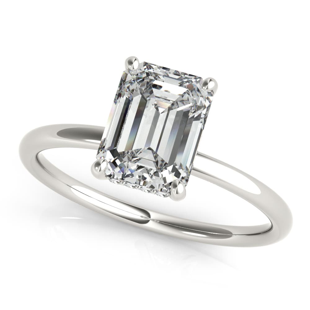 Emerald Cut Hidden Halo Engagement Ring — style 51156 in 10k White Gold