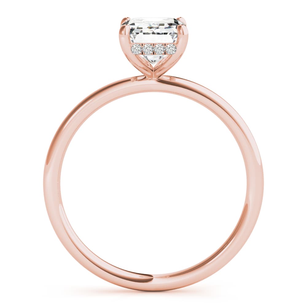 Emerald Cut Hidden Halo Engagement Ring, style 51156, Side view in rose gold
