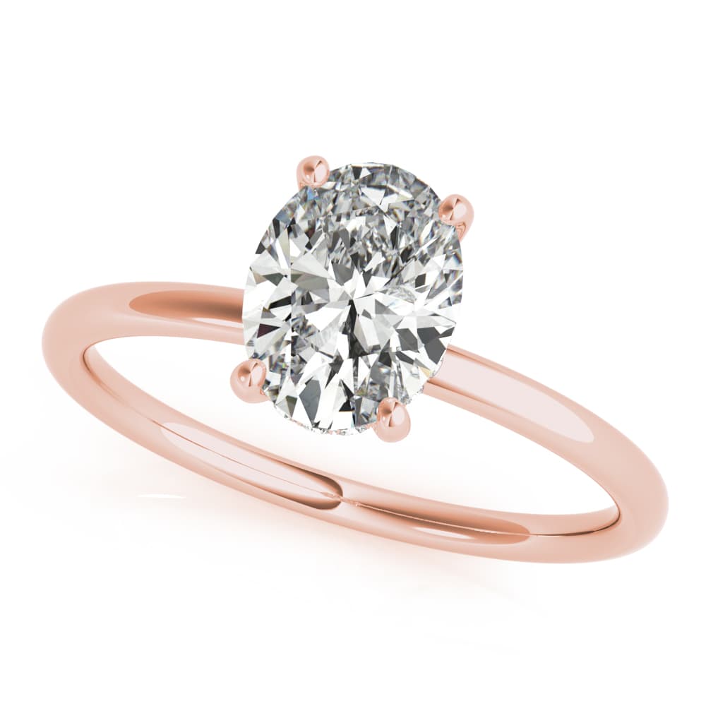 Oval Hidden Halo Engagement Ring, style 51157, Front view in rose gold