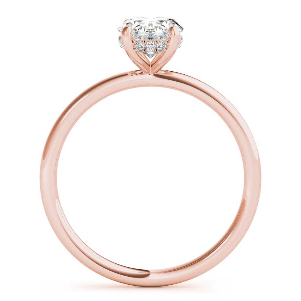 Oval Hidden Halo Engagement Ring, style 51157, Side view in rose gold