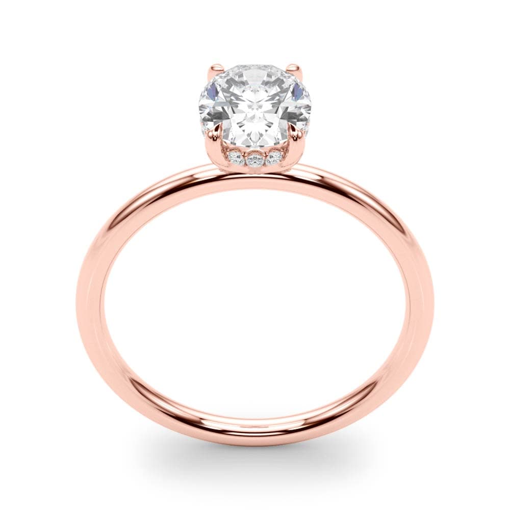 Oval Hidden Halo Engagement Ring, style 51157, Top view in rose gold