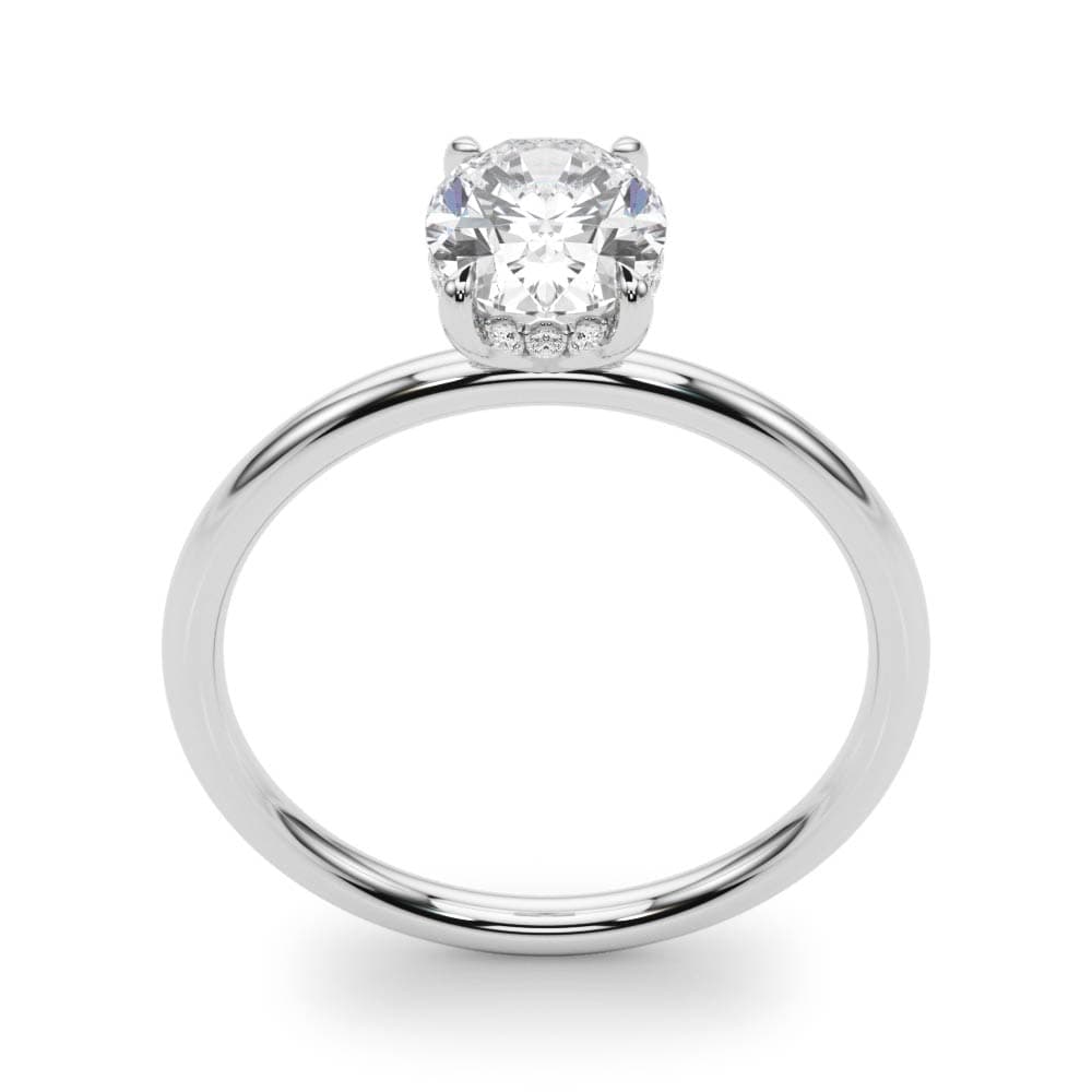 Oval Hidden Halo Engagement Ring, style 51157, Top view in white gold or platinum
