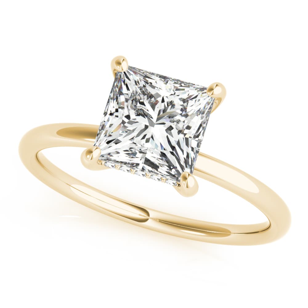 Solitaire Princess-Cut Engagement Ring, style 51158, Front view in yellow gold