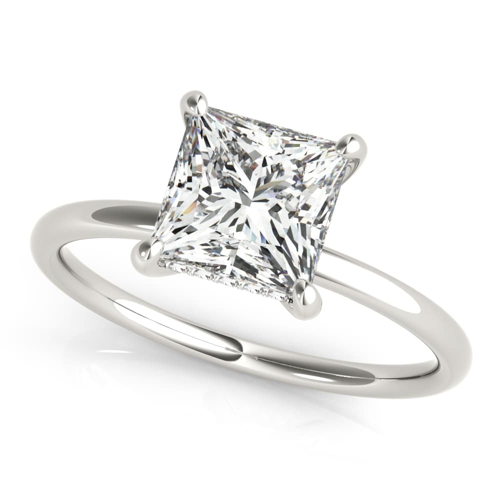 Solitaire Princess-Cut Engagement Rings — style 51158 in 10k White Gold