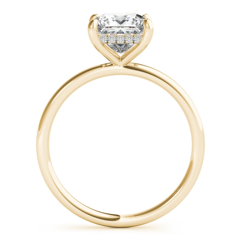 Solitaire Princess-Cut Engagement Ring, style 51158, Side view in yellow gold