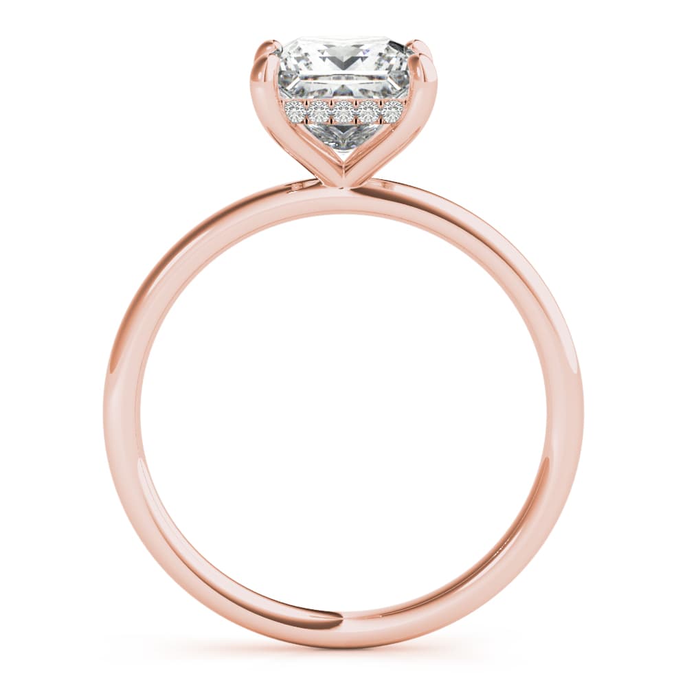Solitaire Princess-Cut Engagement Ring, style 51158, Side view in rose gold