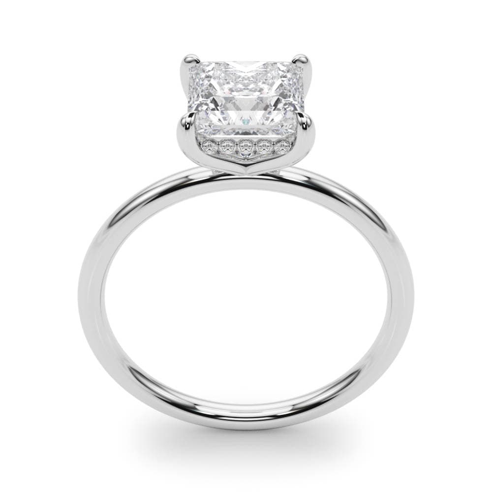 Solitaire Princess-Cut Engagement Ring, style 51158, Top view in white gold or platinum