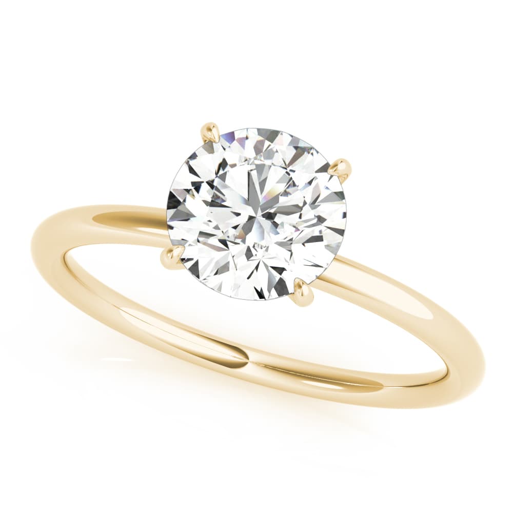 Hidden Halo Engagement Ring, Round, style 51159, Front view in yellow gold