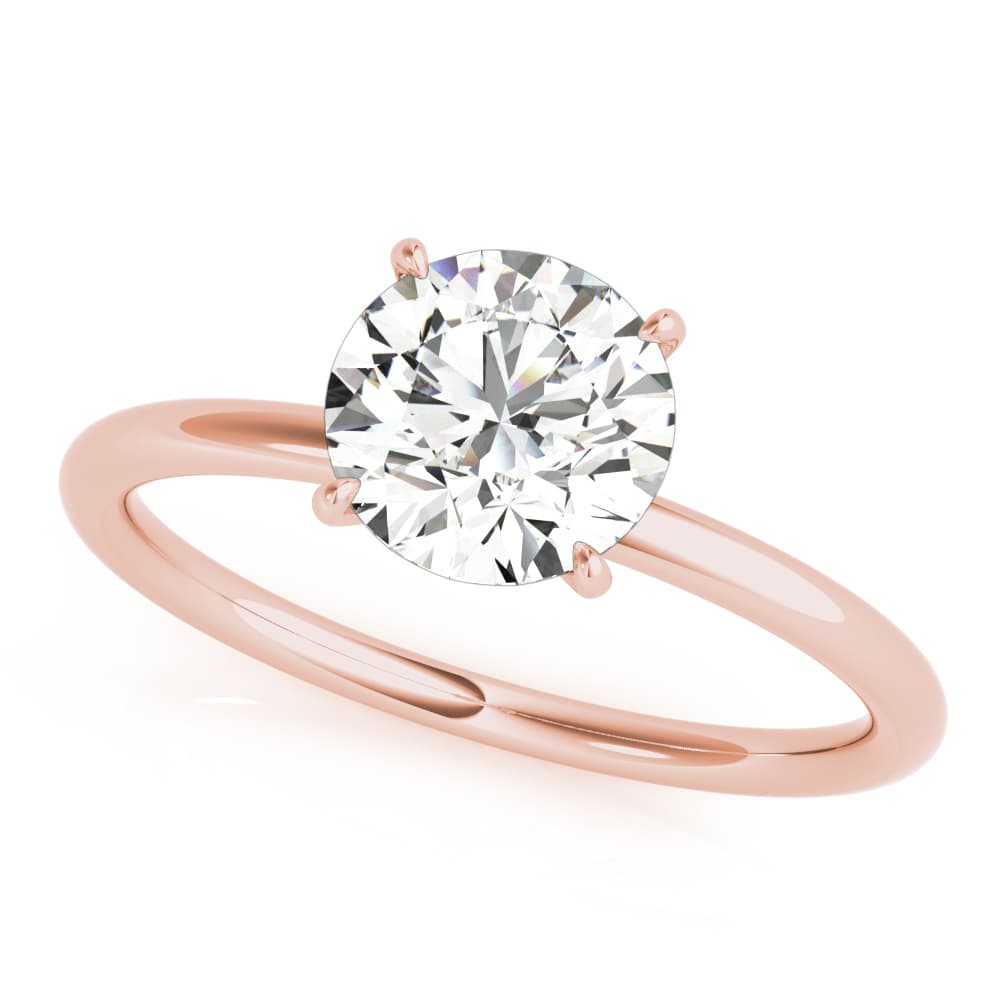 Hidden Halo Engagement Ring, Round, style 51159, Front view in rose gold