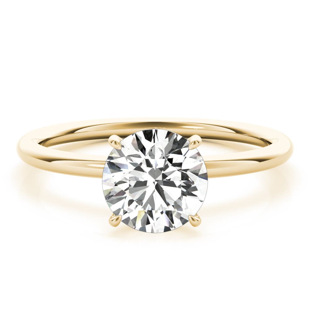Hidden Halo Engagement Ring, Round, style 51159, On hand view in yellow gold