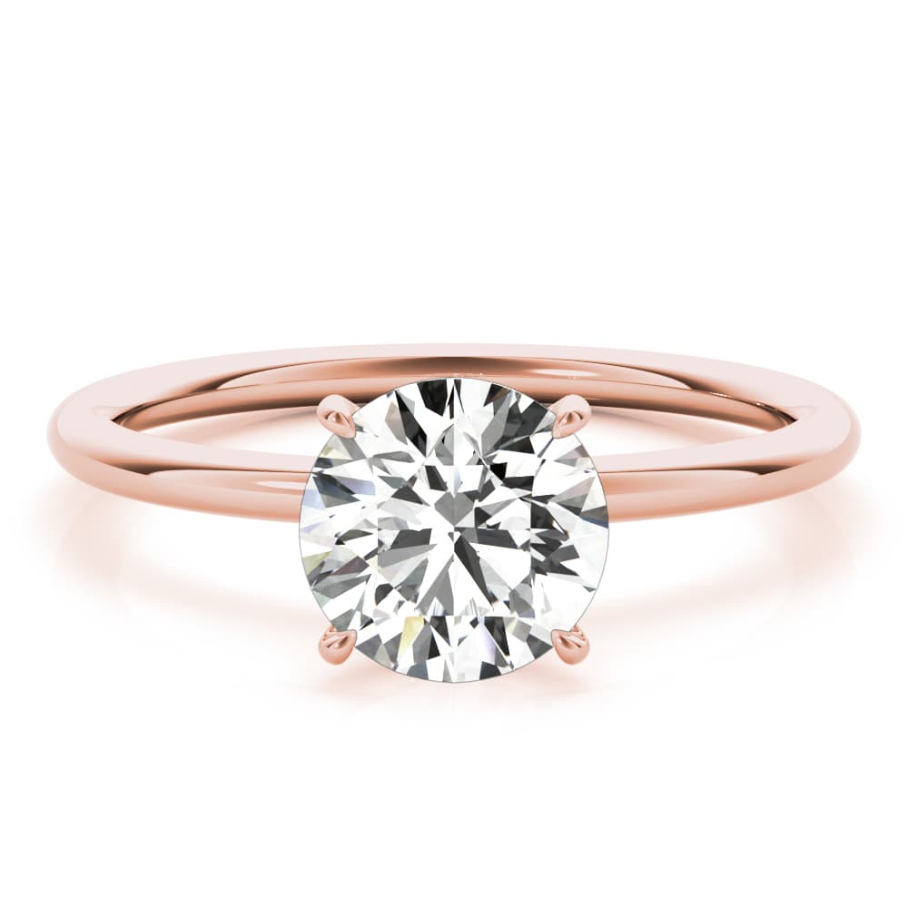 Hidden Halo Engagement Ring, Round, style 51159, On hand view in rose gold