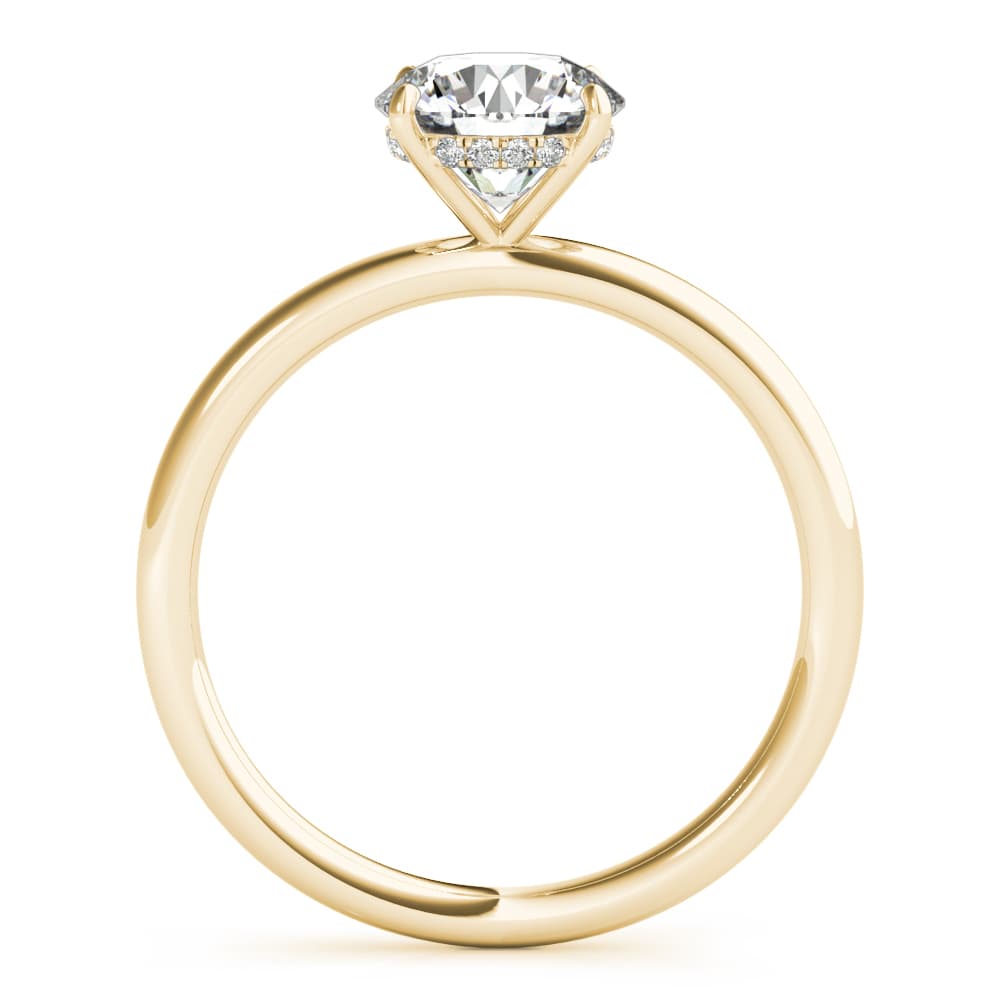 Hidden Halo Engagement Ring, Round, style 51159, Side view in yellow gold