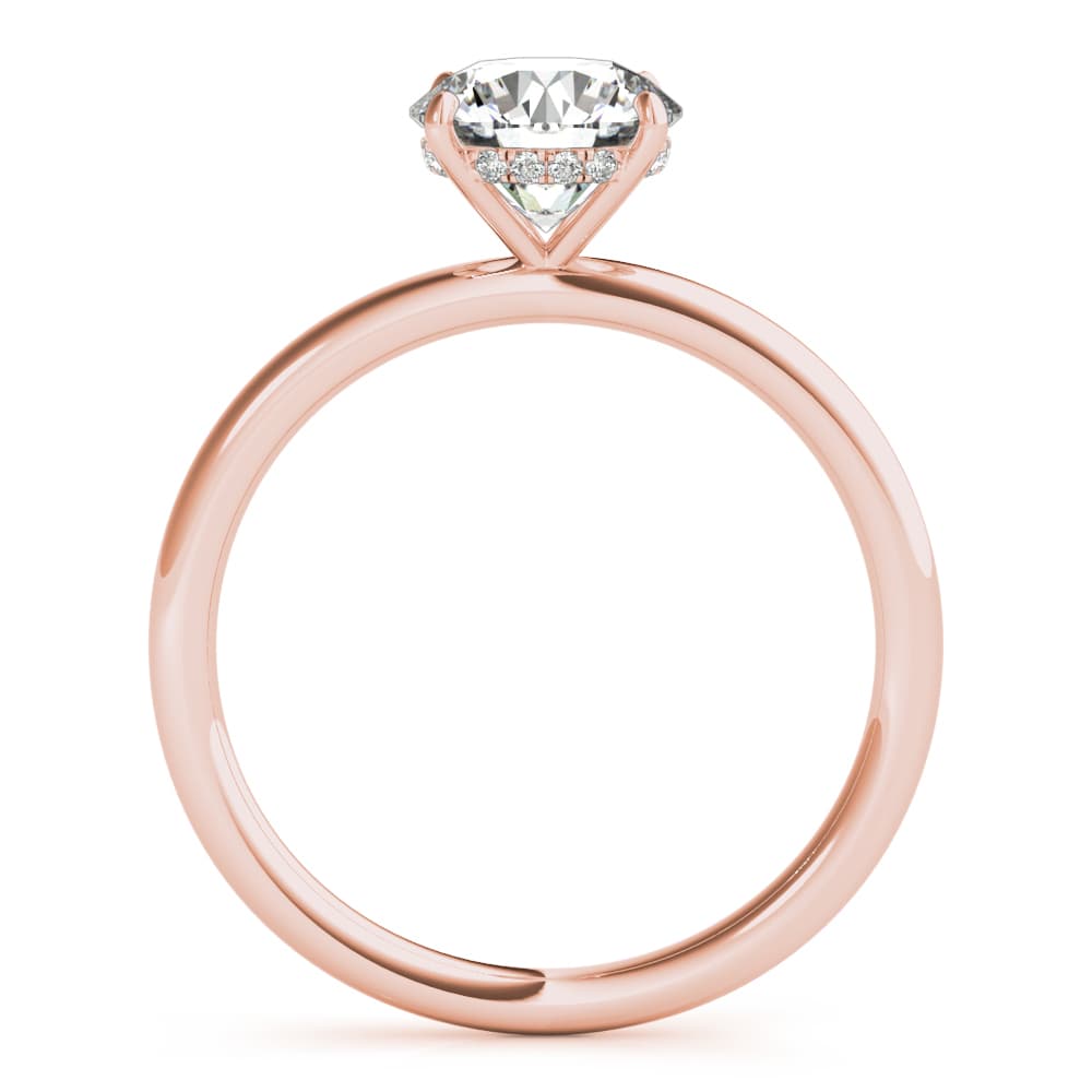 Hidden Halo Engagement Ring, Round, style 51159, Side view in rose gold