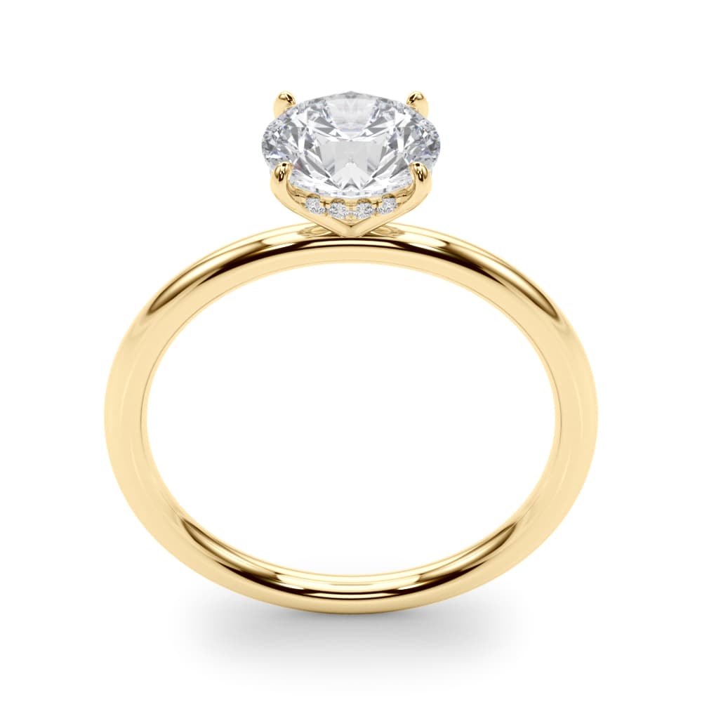 Hidden Halo Engagement Ring, Round, style 51159, Top view in yellow gold