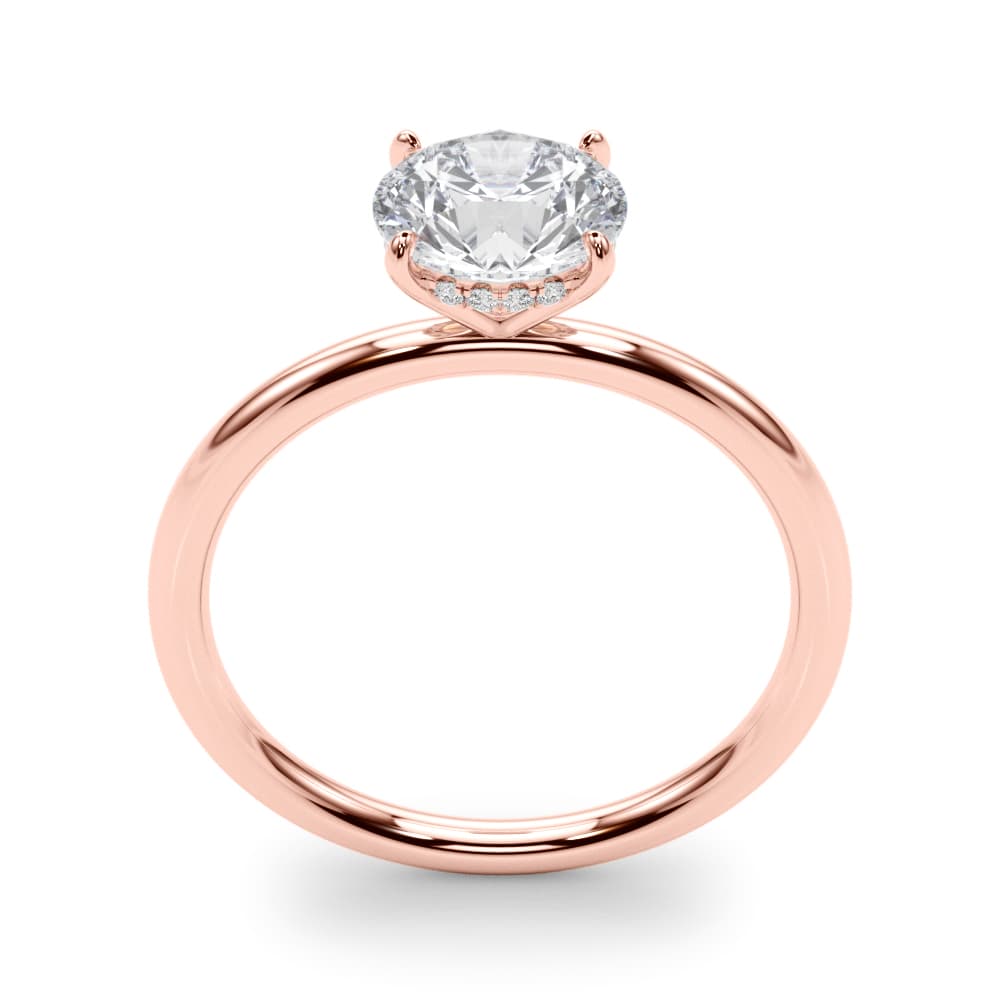 Hidden Halo Engagement Ring, Round, style 51159, Top view in rose gold