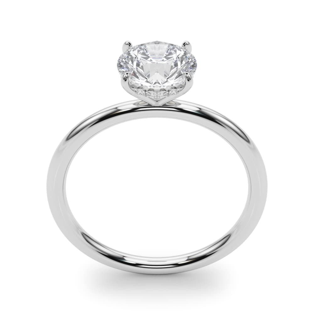 Hidden Halo Engagement Ring, Round, style 51159, Top view in white gold or platinum