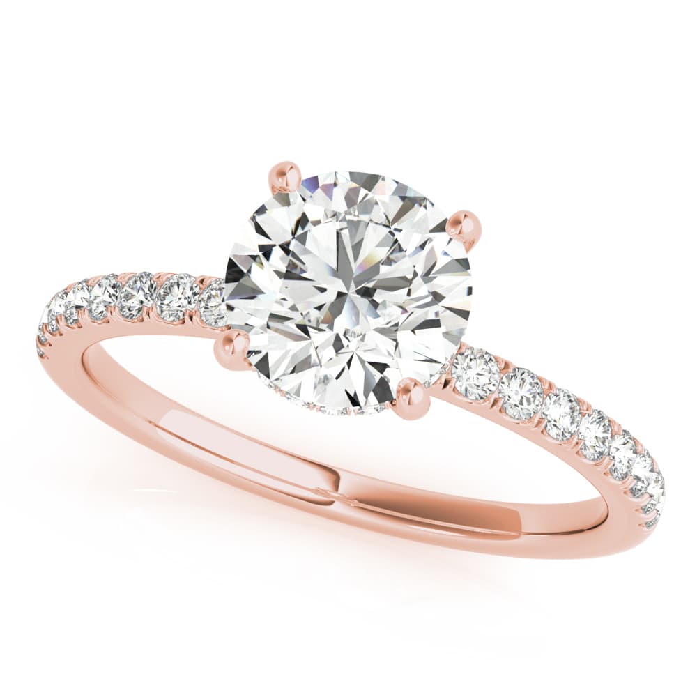 Round Hidden Halo Engagement Ring, style 51160, Front view in rose gold