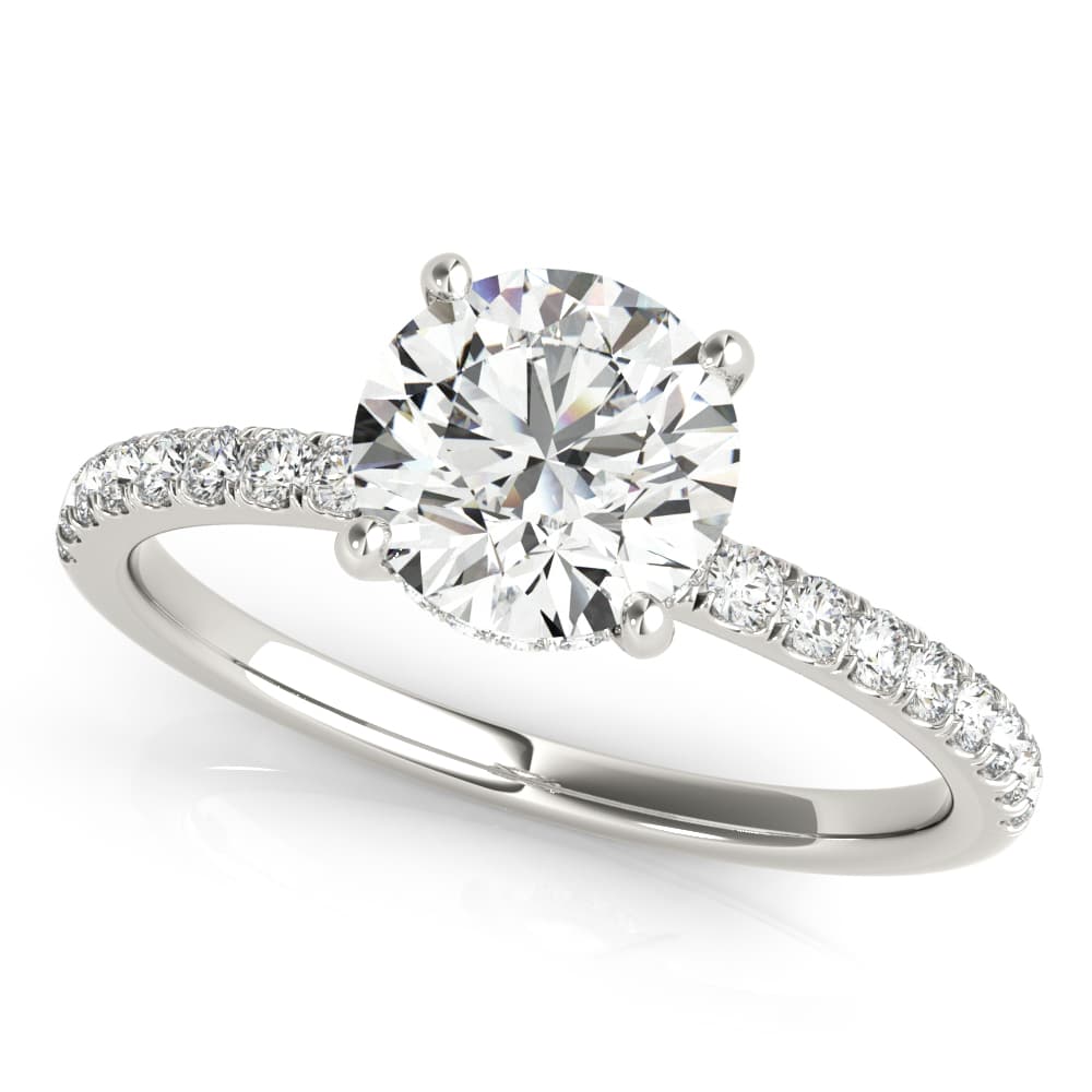 Round Hidden Halo Engagement Ring — style 51160 in 10k White Gold