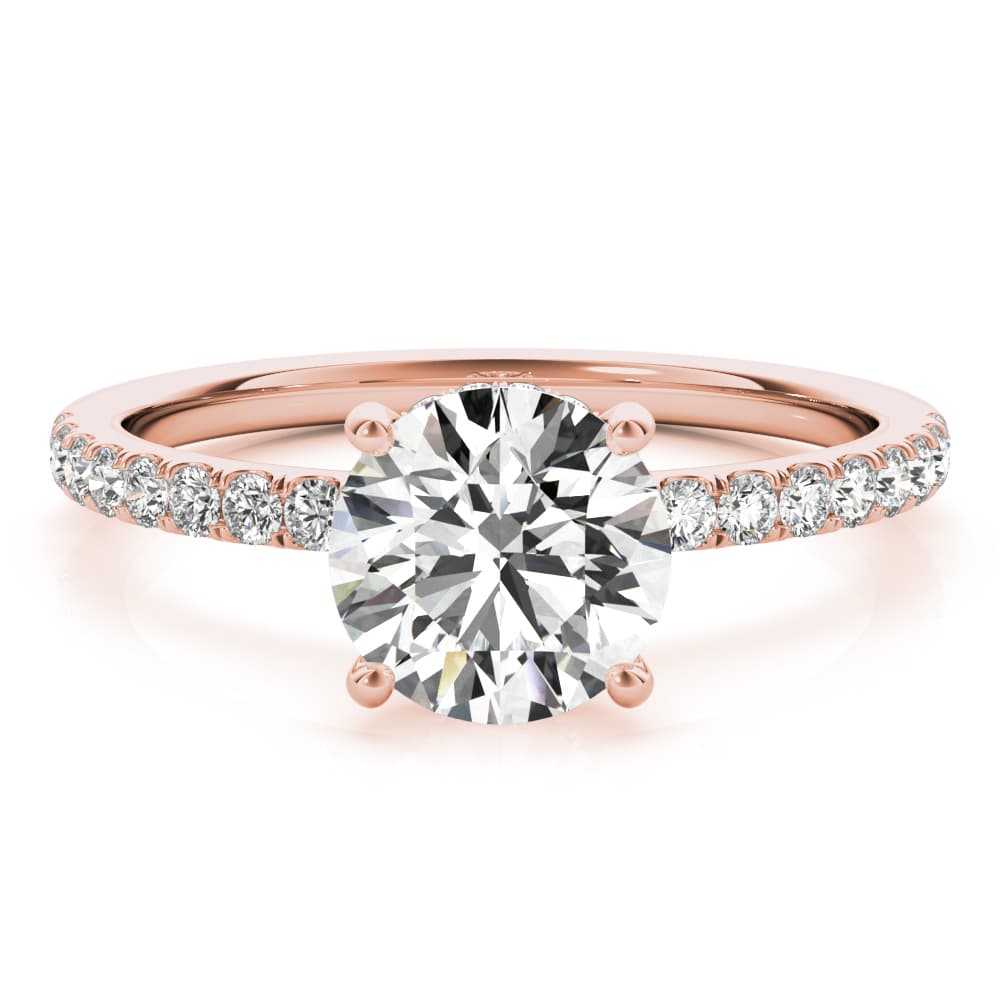 Round Hidden Halo Engagement Ring, style 51160, On hand view in rose gold