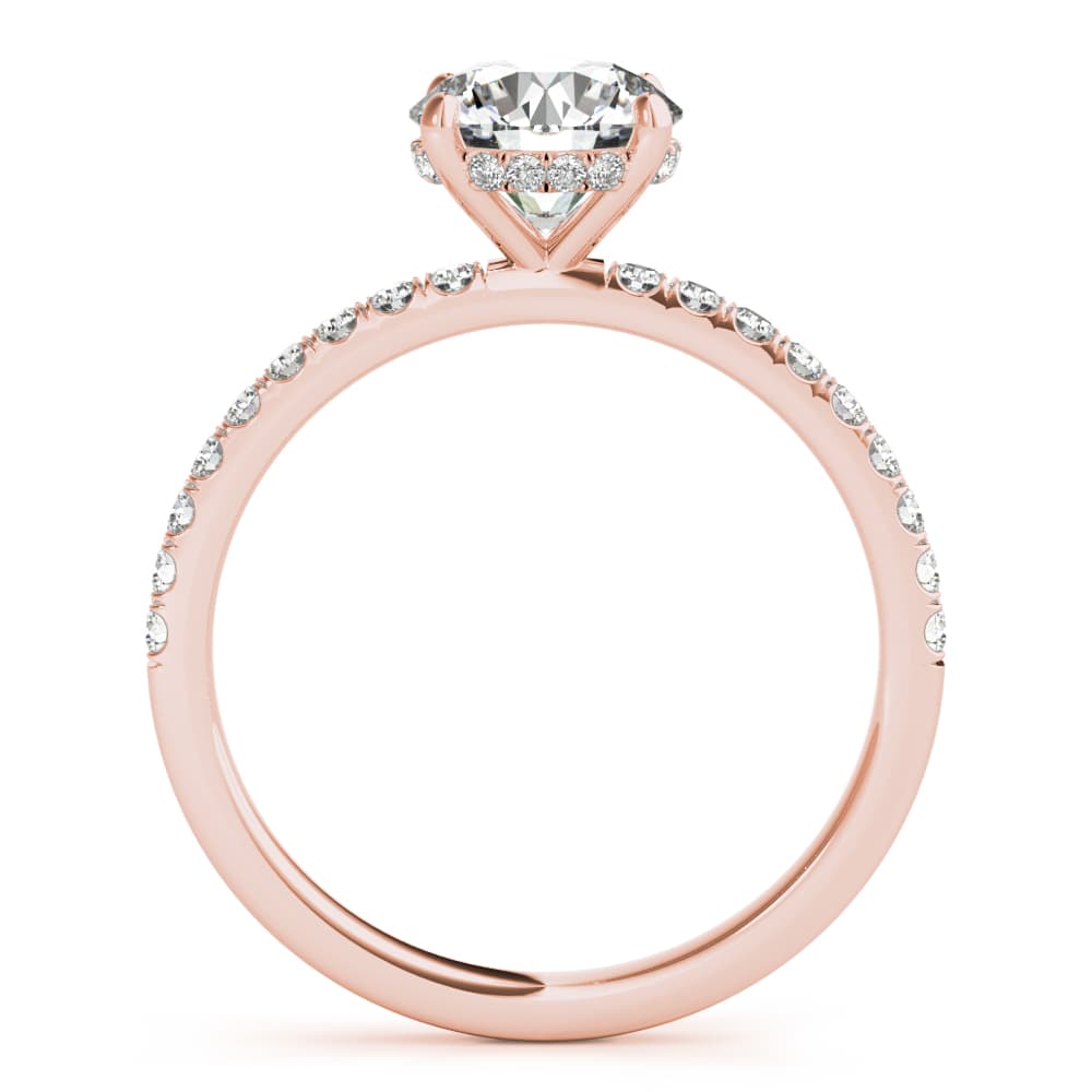 Round Hidden Halo Engagement Ring, style 51160, Side view in rose gold