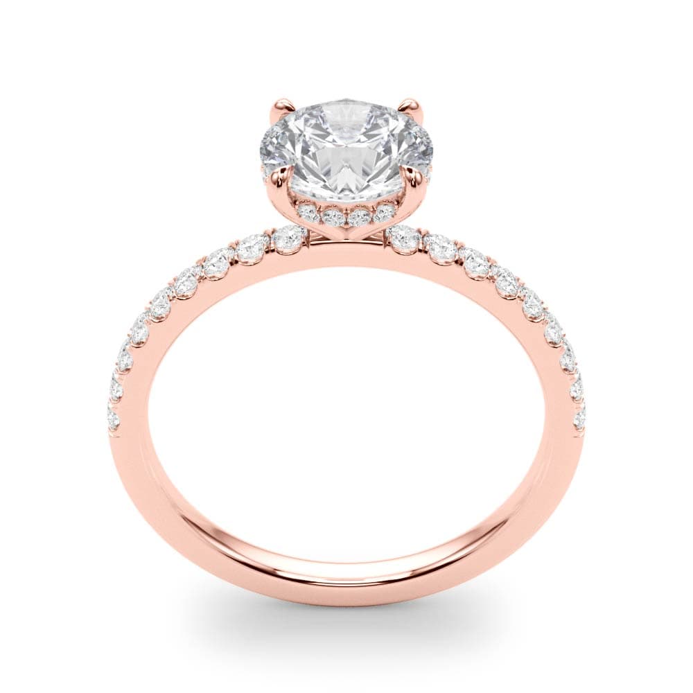 Round Hidden Halo Engagement Ring, style 51160, Top view in rose gold
