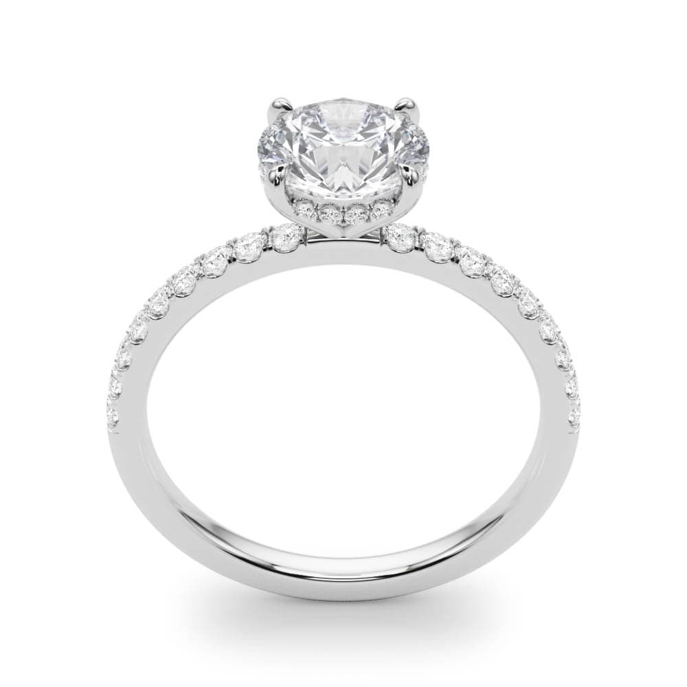 Round Hidden Halo Engagement Ring, style 51160, Top view in white gold or platinum