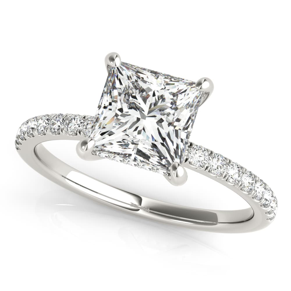 Princess Cut Hidden Halo Engagement Ring — style 51161 in 10k White Gold