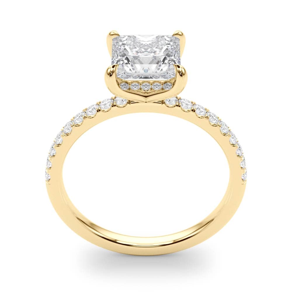 Princess Cut Hidden Halo Engagement Ring, style 51161, Top view in yellow gold