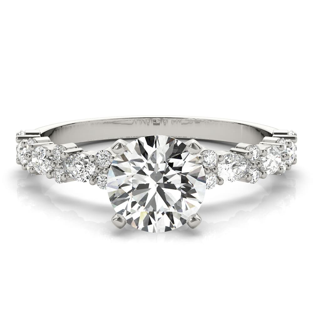 Contemporary Engagement Ring, style 51165, Angle view in white gold or platinum