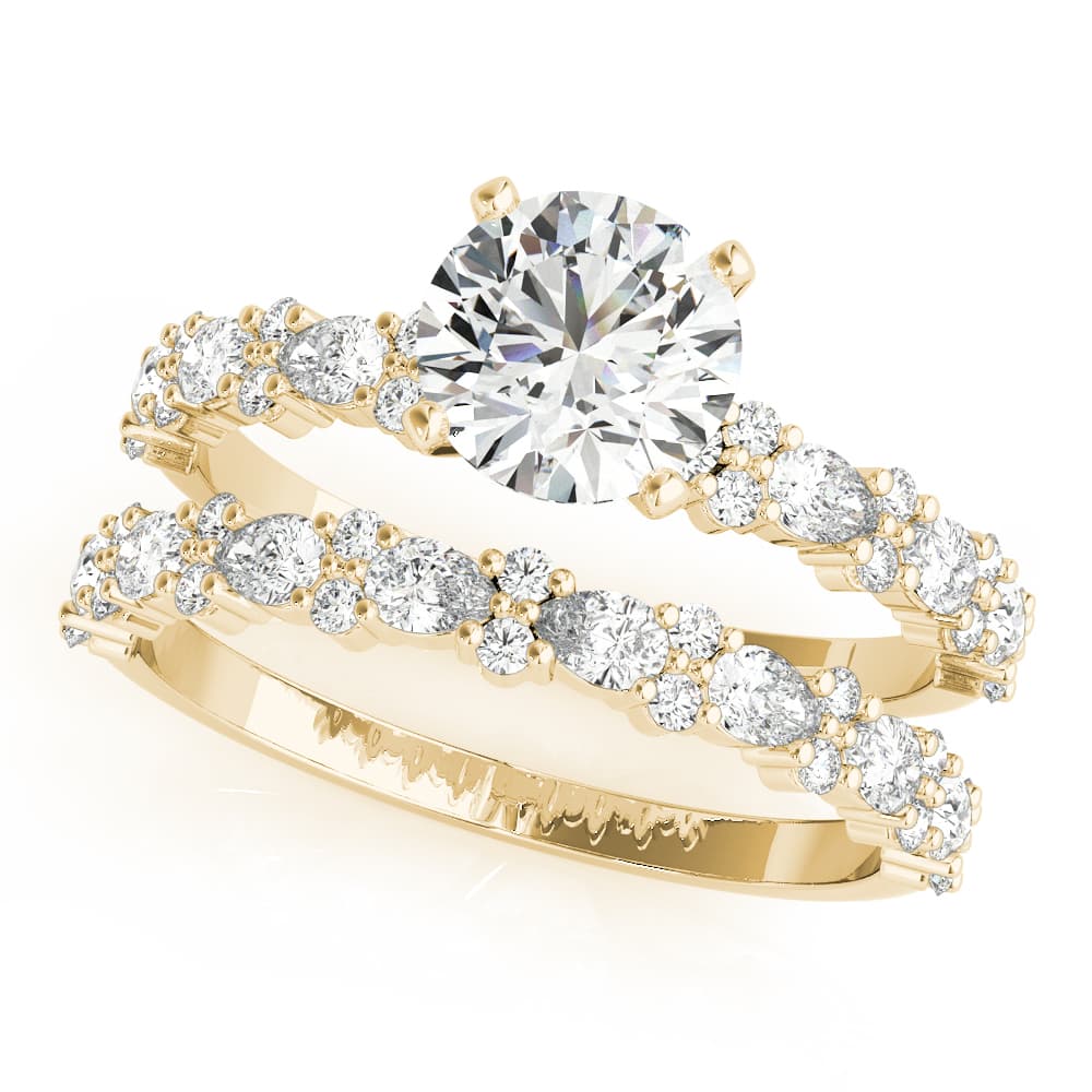 Contemporary Engagement Ring, style 51165, On hand view in yellow gold