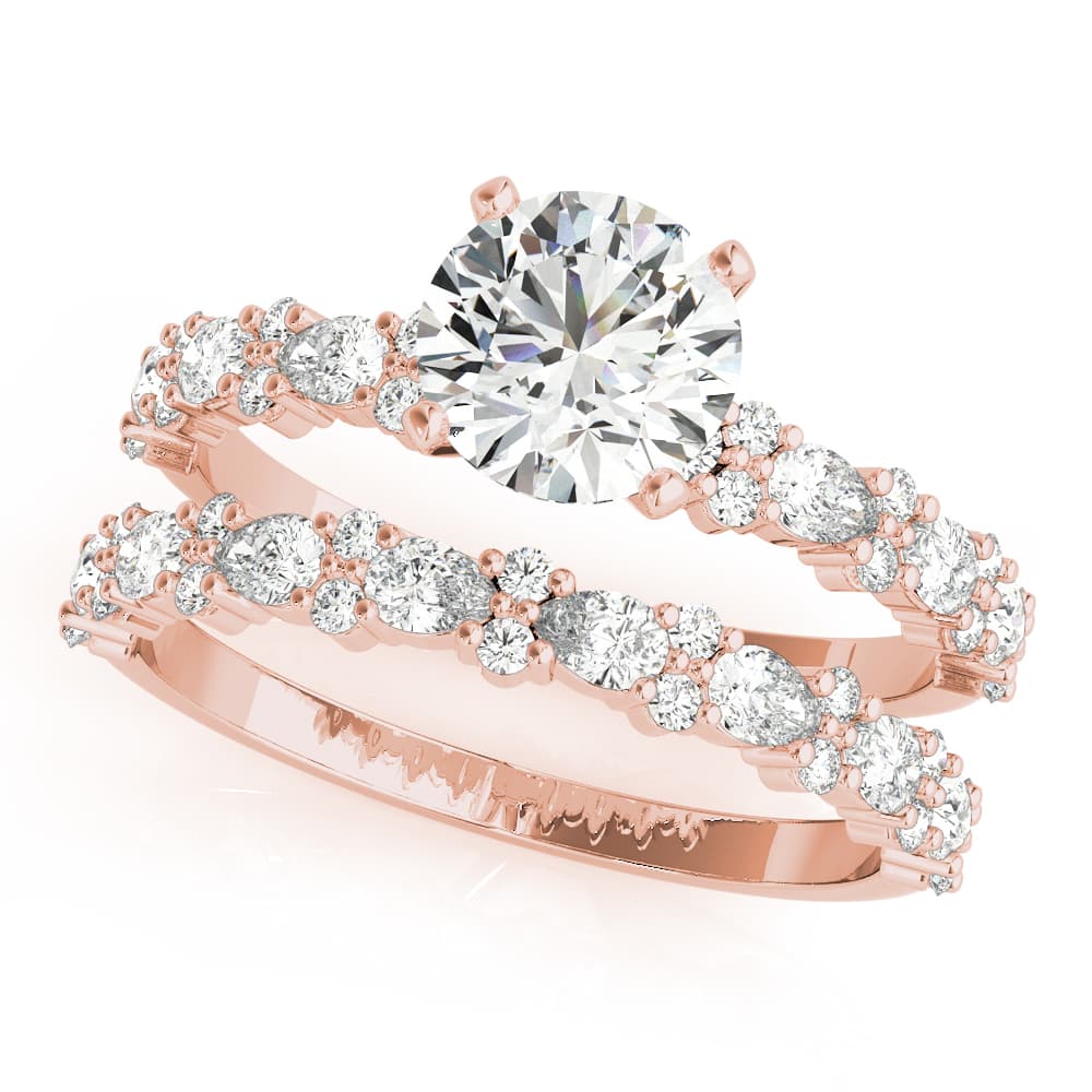 Contemporary Engagement Ring, style 51165, On hand view in rose gold