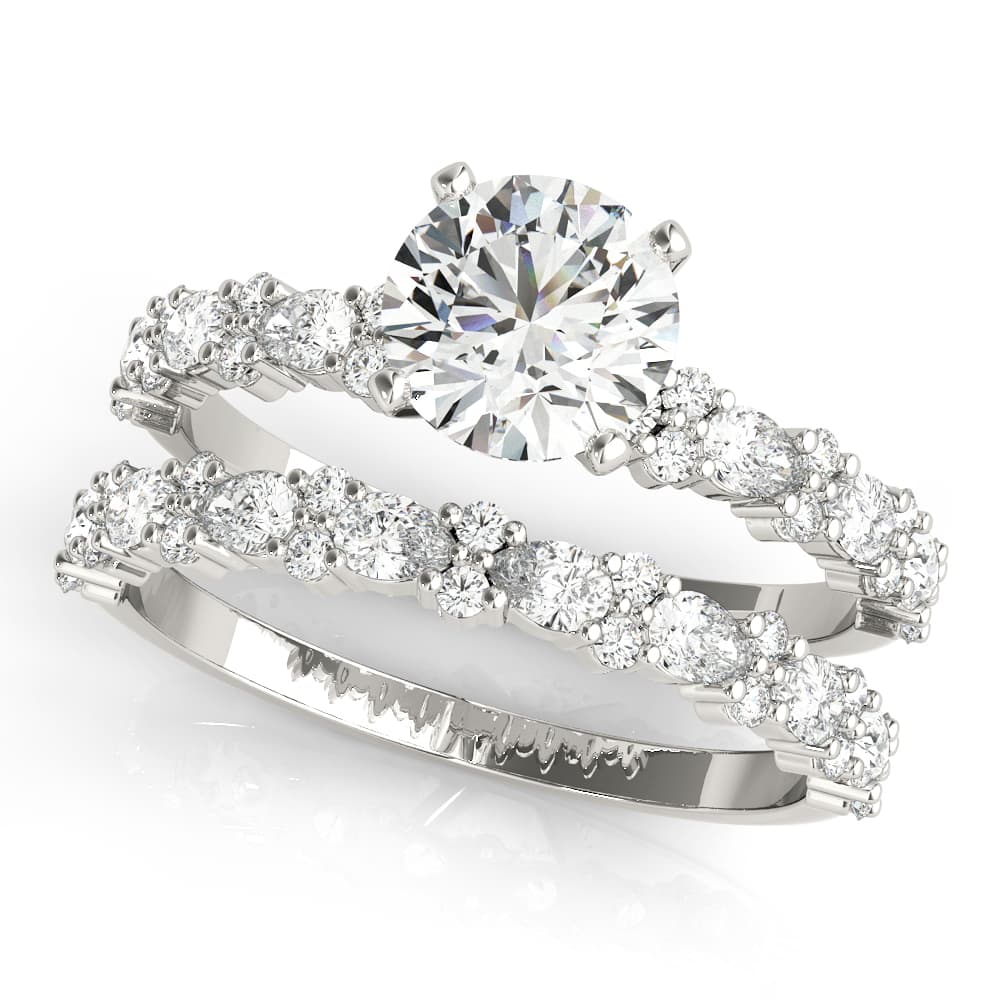 Contemporary Engagement Ring, style 51165, On hand view in white gold or platinum