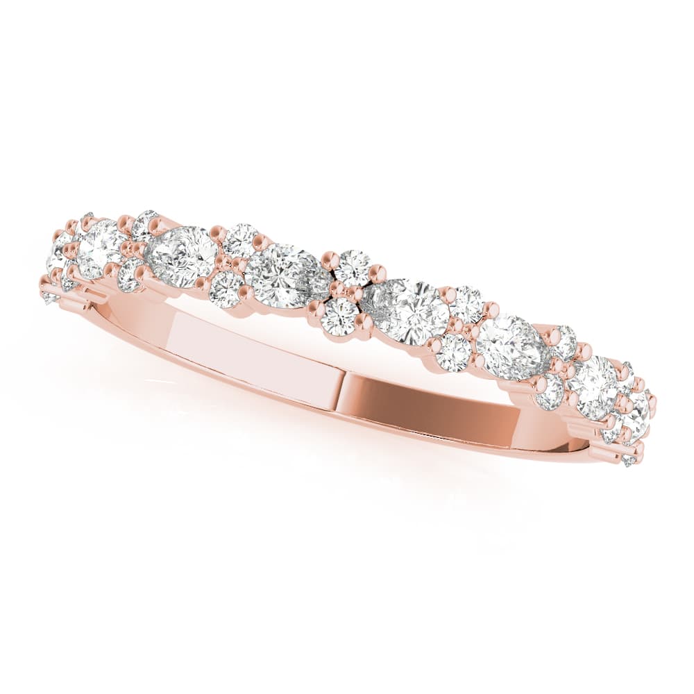 Alternating Pear & Cluster Round Band (0.7 ct. tw.), Front view in rose gold