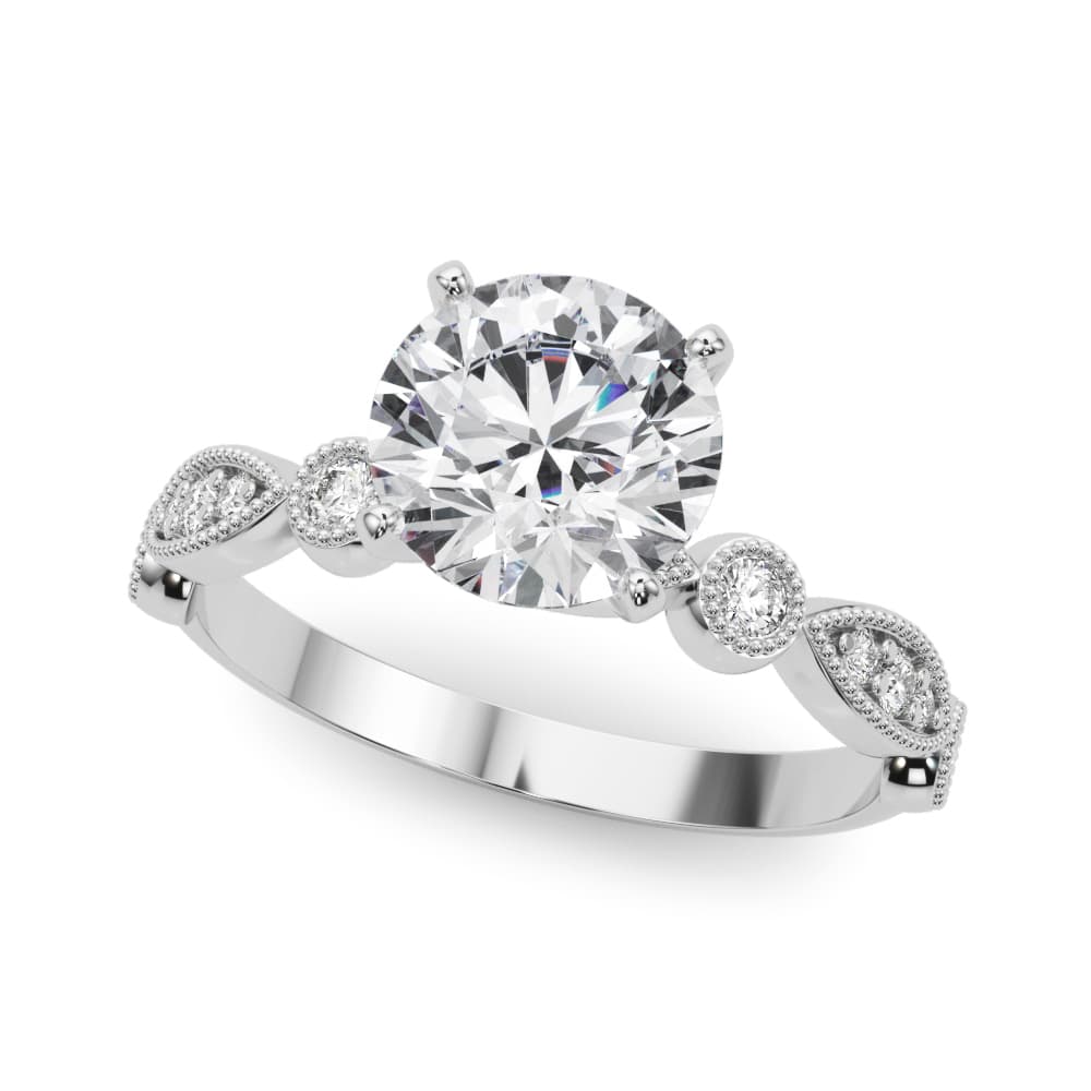 Vintage Inspired Milgrain Engagement Ring — style 51167 in 10k White Gold
