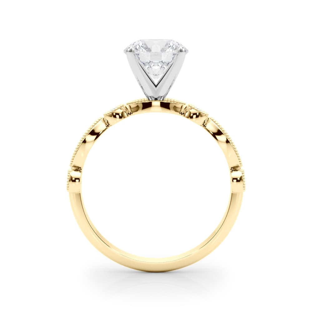 Vintage Inspired Milgrain Engagement Ring, style 51167, Side view in yellow gold