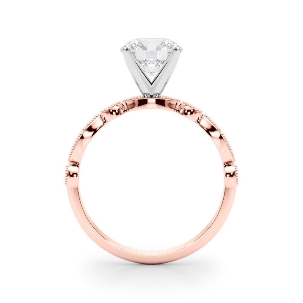Vintage Inspired Milgrain Engagement Ring, style 51167, Side view in rose gold