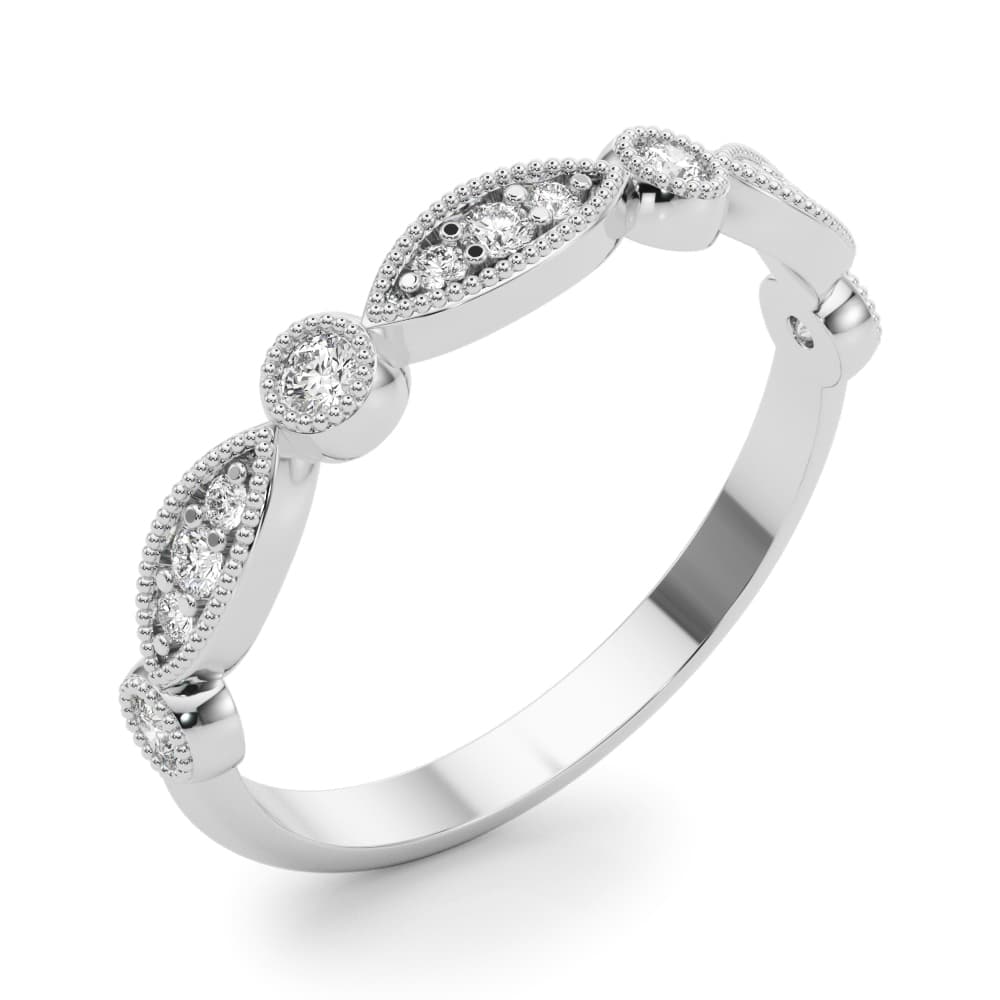 Vintage Inspired Milgrain Wedding Band (0.2 ct. tw.), Angle view in white gold or platinum