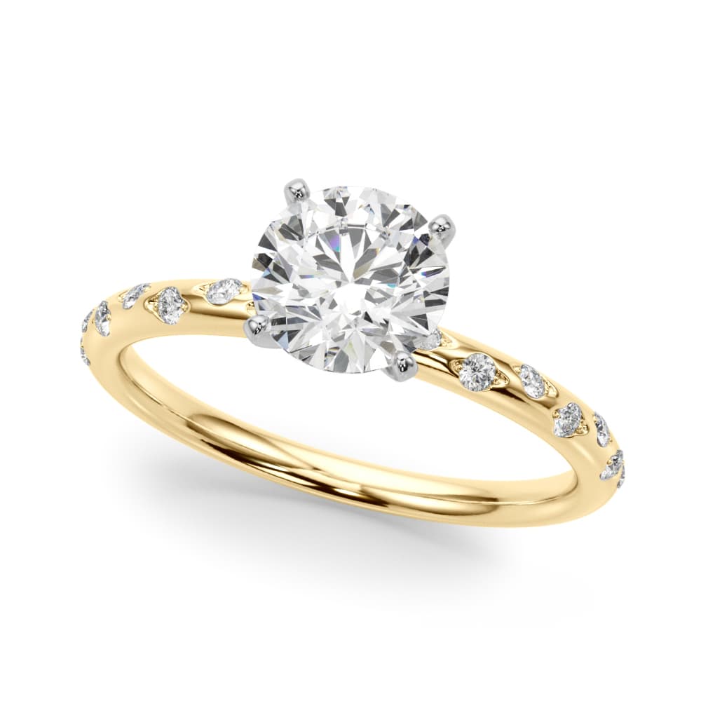 Scattered Diamond Engagement Ring in Yellow gold