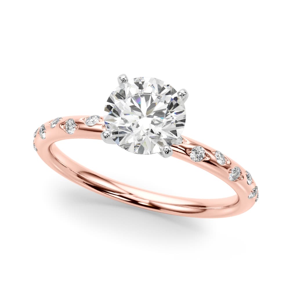 Scattered Diamond Engagement Ring in Rose gold